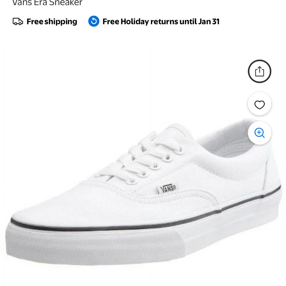 Vans White Low-Top “ Era” Shoes Size 11